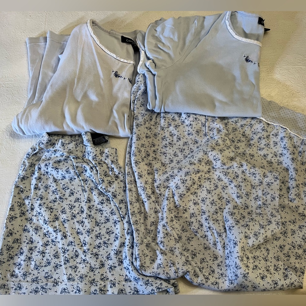 Charter Club Cotton 4 piece pajamas-shorts, pants,, short and long sleeve tops